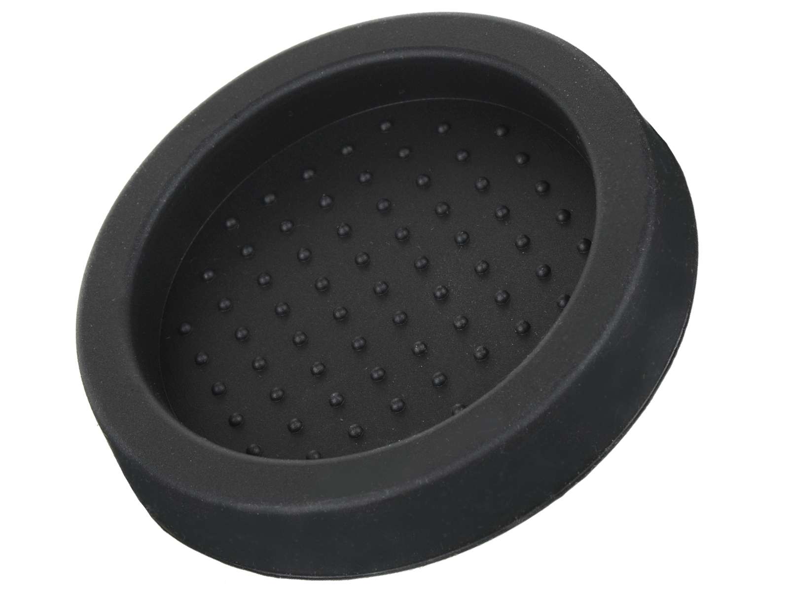Scarlet espresso tamper tray puck mat made of food-safe silicone for storing the tamper after tamping blue