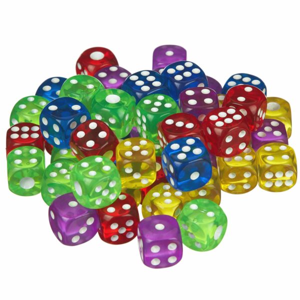 50 Stück Spiel Würfelset Casino 6-seitige Würfel 16mm Bunt/Elfenbein/Weiß Neu 